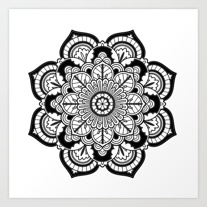 Black and White Flower Art Print by Azima | Society6