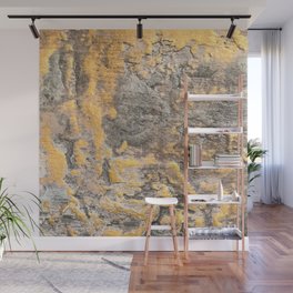 Steel Grey Gold Textured Acrylic Abstract Wall Mural