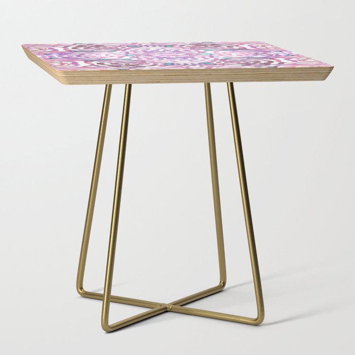 Purple and Pink Watercolor Roses Side Table