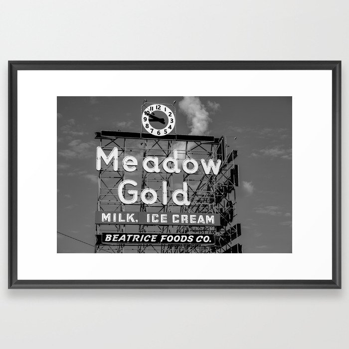 Tulsa Meadow Gold Sign - Infrared Monochrome Framed Art Print