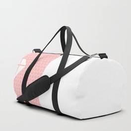 White Diamond Lace Vertical Split on Pink Duffle Bag