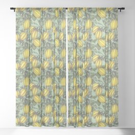 Lemons Under the Sun Sage Sheer Curtain