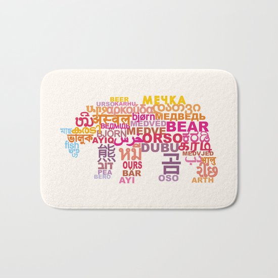 Bear in Different Languages Bath Mat