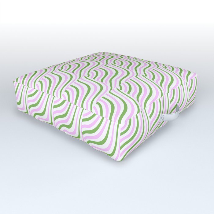 Pink and Green Pastel Stripes Shells  Outdoor Floor Cushion