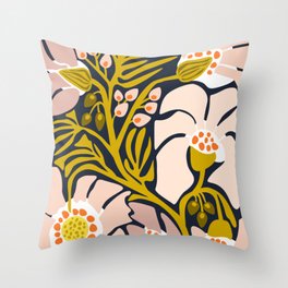 Backyard flower – modern floral illustration Throw Pillow