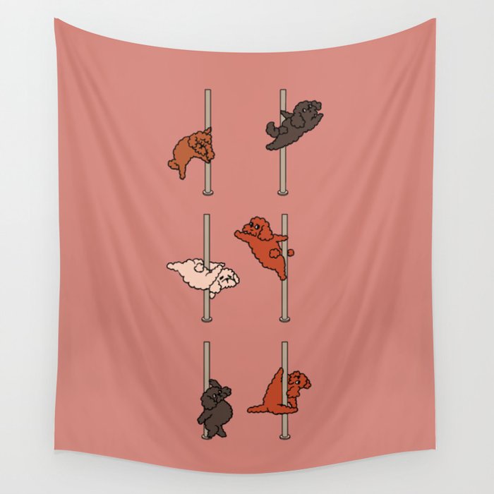 Poodle Pole Dancing Club Wall Tapestry
