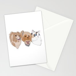 Chihuachs Milu, Yorkshire Terrier Lia, Ragdoll Sora By Rukapple Stationery Card