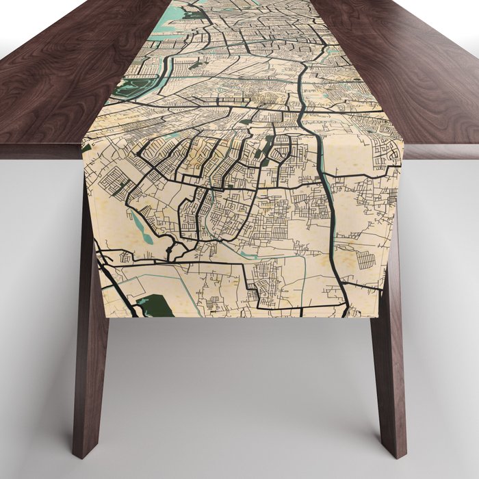 Jakarta City Map of Indonesia - Vintage Table Runner