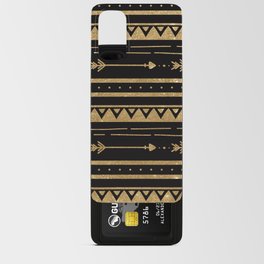 Geometrical  black gold glitter bohemian arrows zigzag pattern Android Card Case