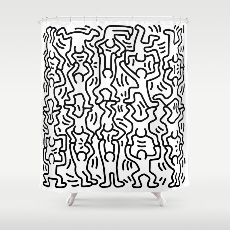 Homage To Keith Haring Acrobats Shower Curtain By Vintagetroto