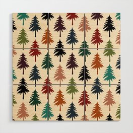 Colorful retro pine forest 10 Wood Wall Art