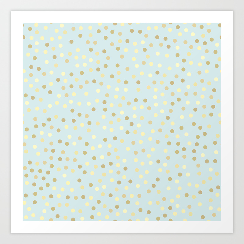 Baby Blue Gold Polka Dots Art Print By Newburyboutique Society6