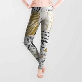 Seamless pattern on the Ancient Egypt theme with unreadable notes Leggings