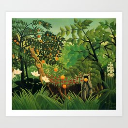Henri Rousseau "Monkeys in the jungle - Exotic landscape" Art Print