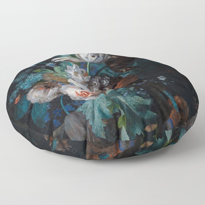 A Vase with Flowers, 1700-1749 by Jan van Huysum Floor Pillow