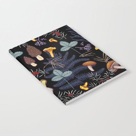 dark wild forest mushrooms Notebook