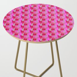 Mid-Century Modern Mums Floral Wallpaper Hot Pink Side Table