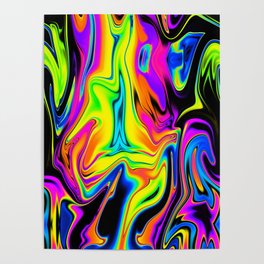 Neon Liquid Marble Poster