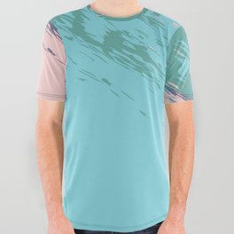 Brush - Abstract Colourful Art Design in Turquoise All Over Graphic Tee
