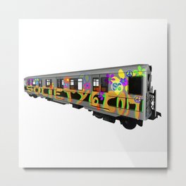 subway art Metal Print | Pop Art, Digital, Sixtiesflowers, Subwaygrafiti, Train, Greymetal, Black, Graphicdesign, Subwaycar, Love 