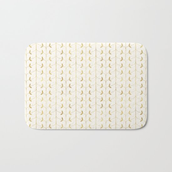 Gold Leaves Pattern Bath Mat
