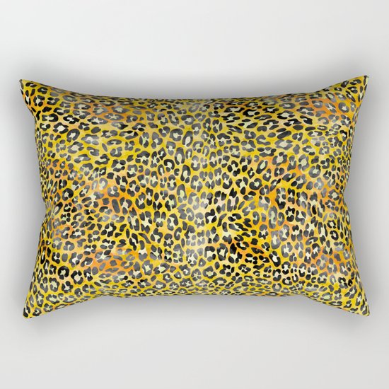 Yellow Leopard Print Rectangular Pillow
