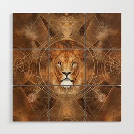 Lion Sacred Geometry Digital Art Wood Wall Art