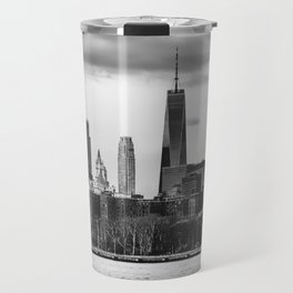New York City Manhattan skyline black and white Travel Mug