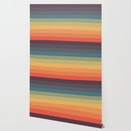 Colorful Retro Striped Rainbow Wallpaper