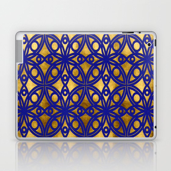 Mosaic in Blue & Gold Laptop & iPad Skin