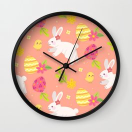 Happy Easter Chicken And Rabbit Collection Wall Clock