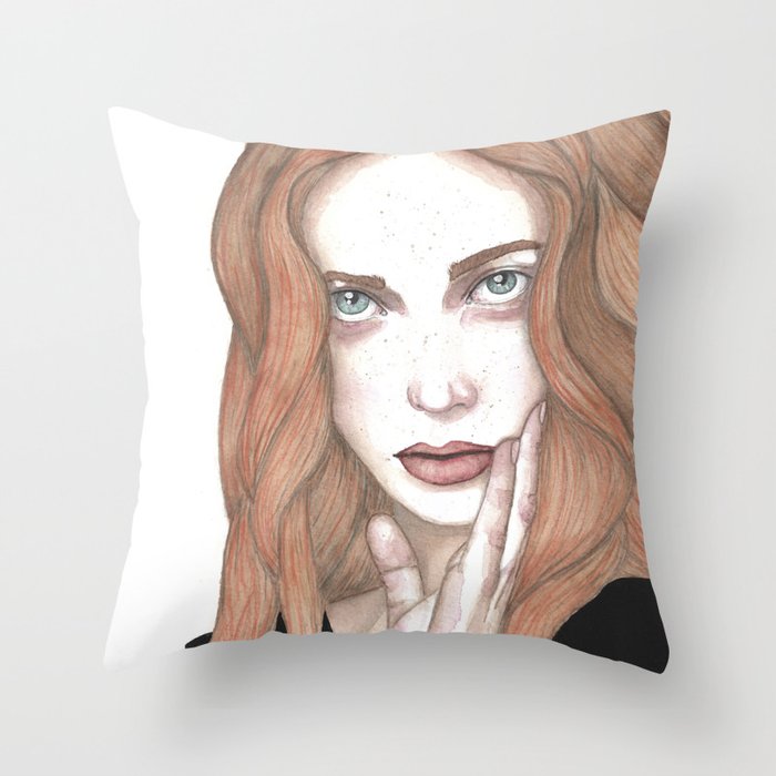 Redhead Girl Throw Pillow