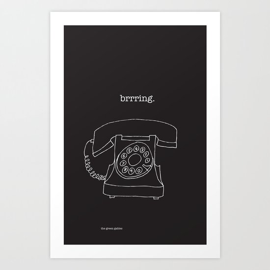 Vintage Telephone Negative Art Print