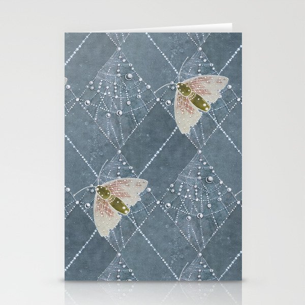 Moths in the web, covered in dew Argyle Stationery Cards