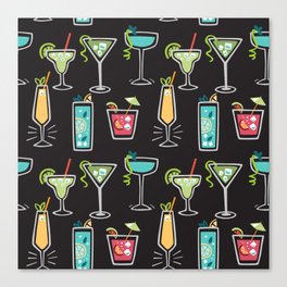 Drink Pattern. Cocktail background. Cute Beverages Canvas Print