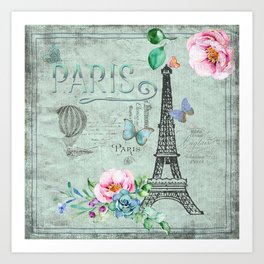 Paris - my love - France Eiffeltower Nostalgy - French Vintage Art Print