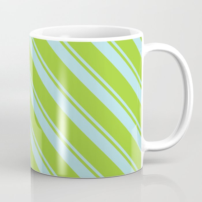 Powder Blue and Green Colored Lines Pattern Coffee Mug