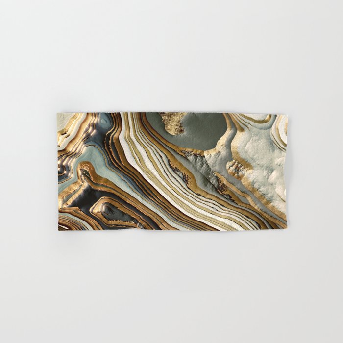 White Gold Agate Abstract Hand & Bath Towel