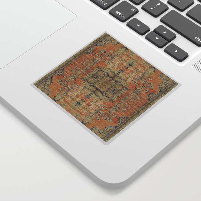 Vintage Woven Coral and Blue Kilim Sticker