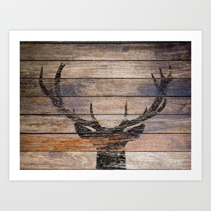 Rustic Black Deer Silhouette A311 Art Print By Nicolphotographicart Society6