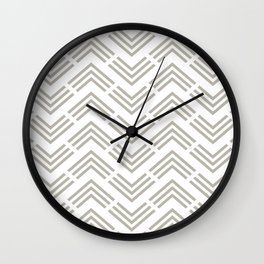 Taupe and White Chevron Rhombus Arrow Pattern Pairs DE 2022 Trending Color Reclaimed Wood DET625 Wall Clock