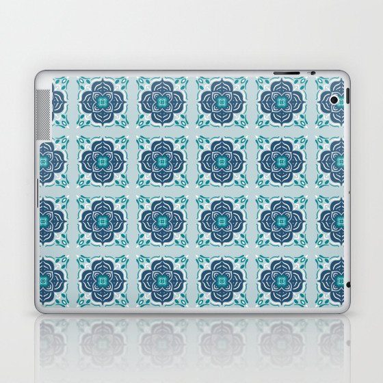 Mandala Tile Pattern - Blue and Mint Laptop & iPad Skin