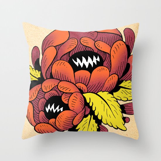 Grim Blossom Throw Pillow