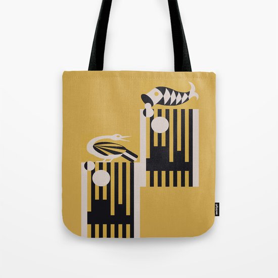 Art Deco Bird & Fish - Hemingway Tote Bag