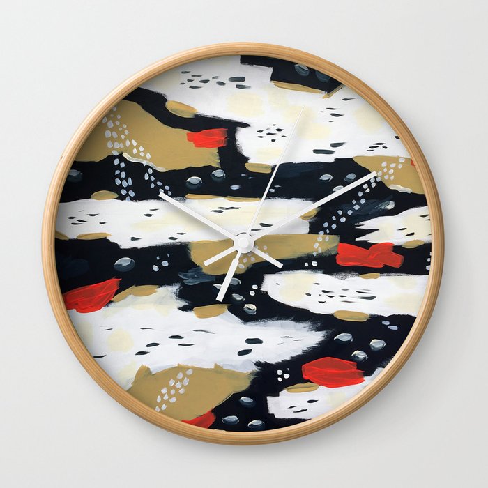 Spotted Abstract in Neutral Wall Clock