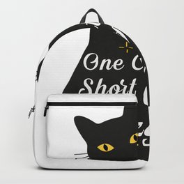 One Cat Short Of Crazy T-Shirt Backpack | Blackcat, Cutecatlover, Graphicdesign, Shortofcrazy, Giftforcatlady, Kitty, Blackkitten, Funnycatquote, Crazycatlady, Catlovergift 