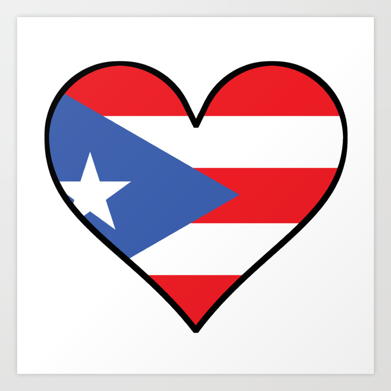 Puerto Rican Flag Heart Art Print By Awesomeart Society6