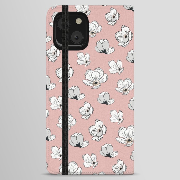 Seamless Magnolia Pattern iPhone Wallet Case