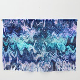 Mystical Cyan and Pink Waves Abstract Wall Hanging