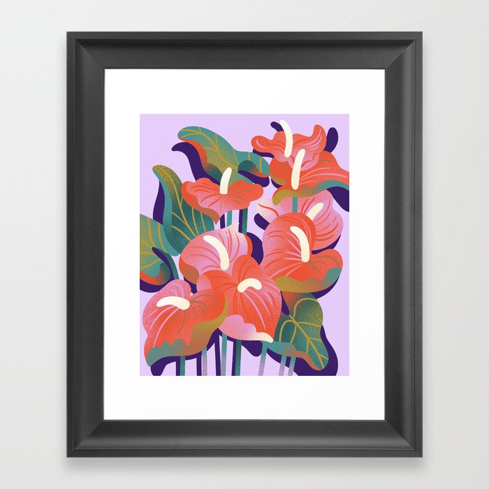 Anthurium on Lavender Background Framed Art Print